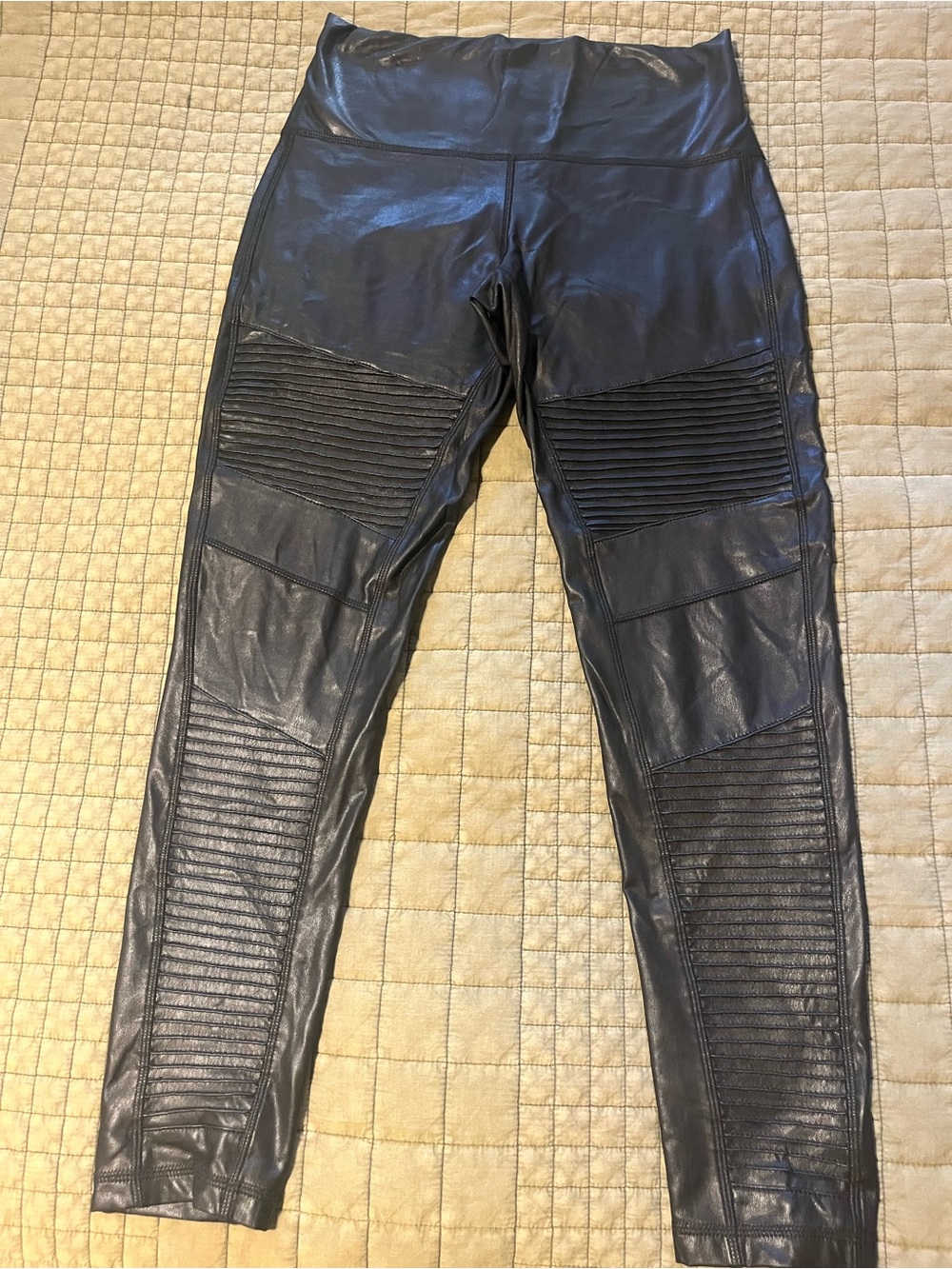 7 For All Mankind Black Faux Leather Moto Leggings M